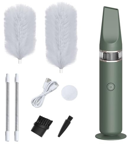 Spin Feather Duster – Microfibra lavabile, manico regolabile, spazzola elettrica per la pulizia a 360° per spolverare mensole, tende, elettronica e aree difficili da raggiungere, 4,7 x 4,7 x 26,7 cm