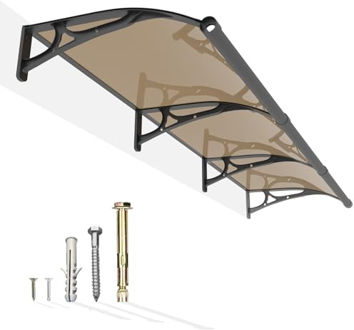 Vordach für Haustür mit separater Entwässerung 300x100cm,Überdachung Haustür aus Robuste Aluminium und Polycarbonat,Pultvordach Fenstervordach für UV-, Regen- und Schneeschutz