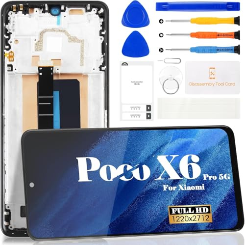 SRJTEK Incell - Pantalla LCD para Xiaomi Poco X6 Pro 5G Xiaomi Poco X6 Pro 5G 2311DRK48G 2311DRK48I Pantalla táctil Digitalizador Kit de Reparación (con Marco, Negro)