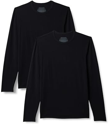 Amazon Essentials Maglietta Intima da Uomo a Maniche Lunghe in Modal Super Morbida, Nera, XL