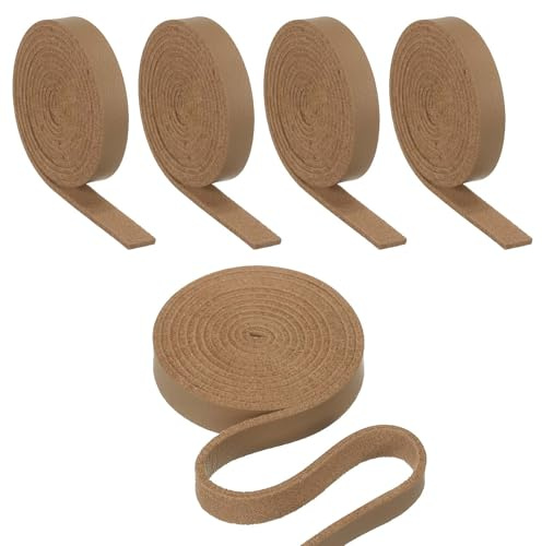 PATIKIL 8mm Cordino in Pelle, 5Pz 5m L, Striscia di Cuoio PU Cordoncino in Pelle Piatto Monofacciale per Artigianato Collane Bracciali Cinturini Borse Creazione Gioielli, Marrone Chiaro