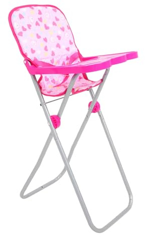 Gogogmee Baby Doll High Chair, Toy Feeding Chair Pretend Play Wooden Dolls Furniture for Realistic Role Play Accessory