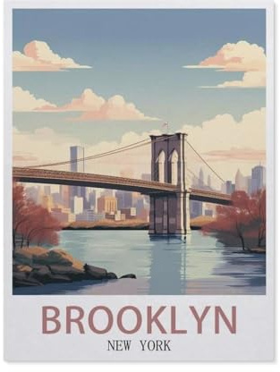 GSBRSNTS Malen Nach Zahlen，Brooklyn, New York，Malen Nach Zahlen Erwachsene Anfänger Kinder DIY Ölgemälde auf Leinwand Geschenk Malen Nach Zahlen Kits（40x50cm） 15.7x19.6 Zoll-W72，BEAYODKP