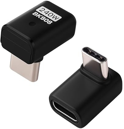 Hawpasy 2 PCS Adaptateur USB C à 90 Degrés, Angle Droit, 240W, 40 Gbit/s, Connecteur USB C vers USB C 4, Compatible Ordinateur Portable, Téléphone, Console de Jeu, Tablette et Autres Appareils