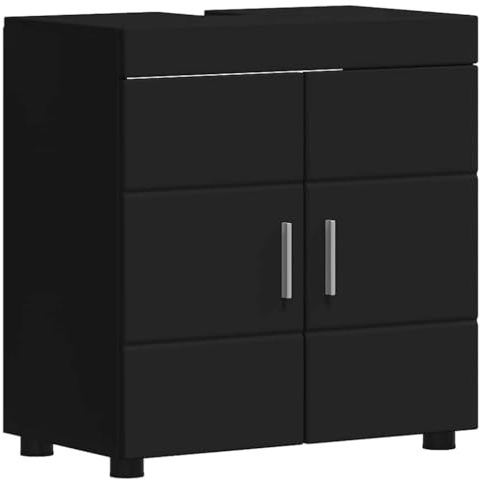 vidaXL Set di Armadi da Bagno Tulum Nero 60 x 34 x 63 cm, Mobile da Bagno Rectangolare Moderno, Spazio Ample, Organizer Elegante, Legno Resistene, Finitura Opaca