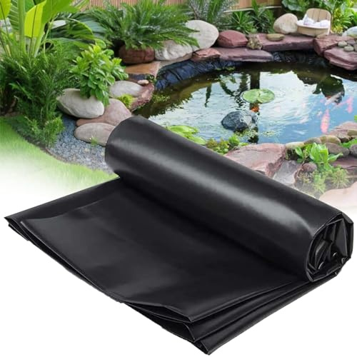 Rivestimento per laghetto, 0,12 mm, membrana flessibile nera per pesci koi, piscine da giardino, fontane, disponibile in 5 x 6 m, 6 x 9 m, 7 x 8 m, 8 x 10 m e 10 x 10 m