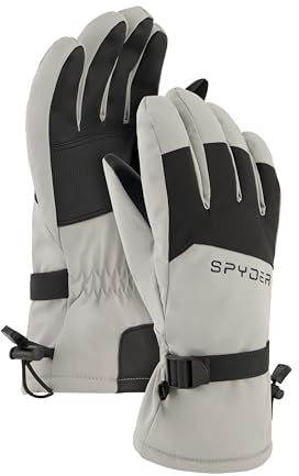 Spyder Mens Insulated Winter Snow Gloves, Pewter, L