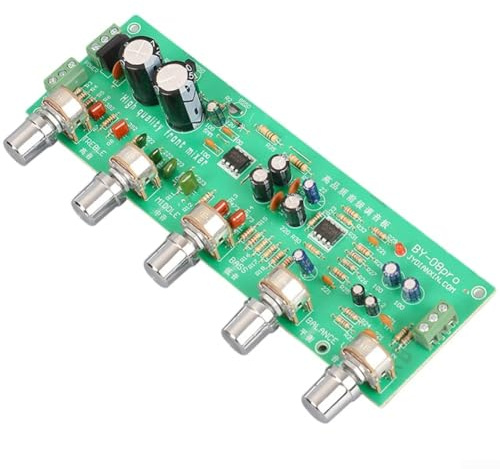 Hasaller DIY Audio Tone Control Preamplifier PCB Board with Adjustable Bass Midrange Treble Balance and Volume Low Noise 4558 Op Amp Circuit for Home Audio Systems AC Dual 12V-15V Power Supply Green