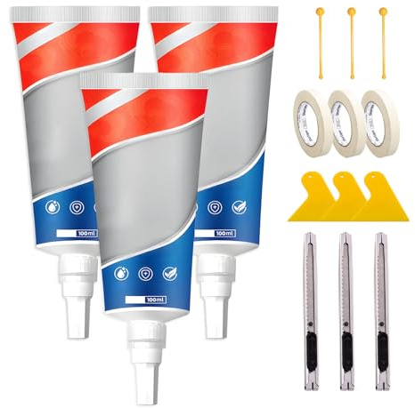 3 Pack Tile Grout Repair Kit, Fast Drying Floor Tile Grout Repair with Tool,Waterproof Grouting Pen White for Bathroom Shower Bathtubs and Kitchen,Renew Joints Linegaps (White, 100ml)