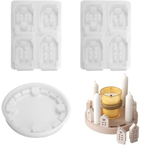KQDRAVINE Set di 3 Stampi in Silicone per Portacandele Stampi per Candele 3D con Motivo a Cuore, Casting Moulds Stampo Silicone Natale, Gesso e Sapone, Decorazioni Fai da te e Idee Regalo
