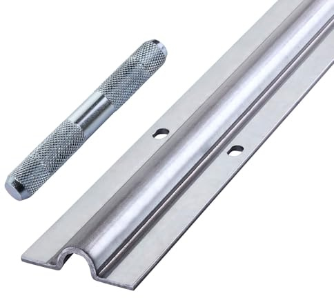 Rail au sol SOTECH pour porte roulante avec roulettes (R10) Rail de roulement 2000 x 55 x 15 mm en acier galvanisé, avec goupille de connexion pour porte coulissante