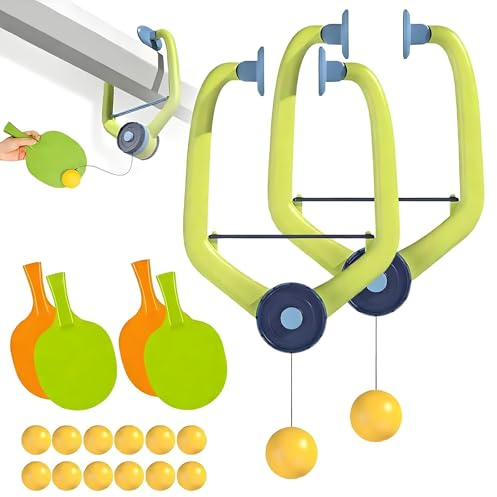 Juego De Ping-Pong para Puerta (Niños & Adultos), Kit Completo, con Cuerda Ajustable & Pelotas Ligeras, Desarrollar Habilidades De Tenis De Mesa En Interiores(2SET)