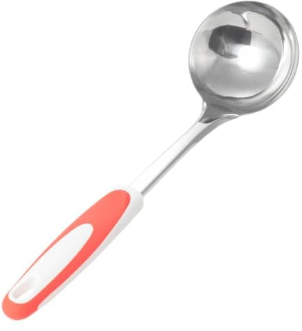 QIALAI Large Soup Ladle, 31.5cm Long Handle Stainless Steel Serving Spoon, Kitchen Cooking Utensil for Soups, Stews, Pasta & Serving, Anti-Slip & Heat Resistant Handle