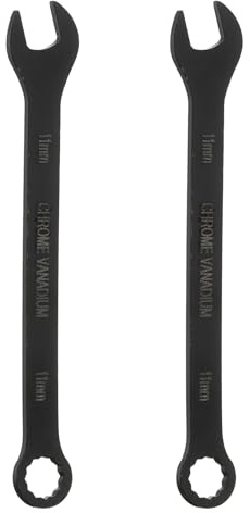 sourcing map 2pcs Metric Combination Wrench 11mm CR-V Steel 12-Point Box & Open End Double Ended Wrenches Spanners Tools for Household Automotive Machinery DIY Repair, Black