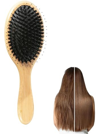 Spazzola In Setole Di Cinghiale Setole Naturali Liscianti Manico In Legno | Spazzola Slick Back Per Donne Uomini Bambini Capelli Ricci Mossi Lisci Lunghi