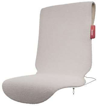 Stoov Heizdecke mit Abschaltautomatik - Kabellose Wärmedecke mit Flex Akku: Wärme - Elektrische Heizmatte für Stuhl als Sitzauflage & Sitzheizung - Big Hug XL³ Wollig Off-White