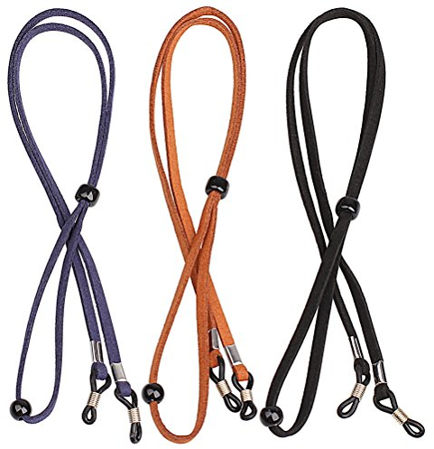 EXFEA kuou Pack of 3 Leather Glasses Straps, Universal Glasses Straps, Glasses Chain, Adjustable Glasses Cord for Men and Women, 67