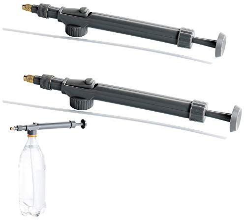 Royal Gardineer Drucksprüher: 2er Pack Universal-Druck-Sprühaufsatz aus Metall für PET-Flaschen (Sprühflasche Pumpe, Unkraut Giftspritze Flasche Pumpe, Bewässerung)