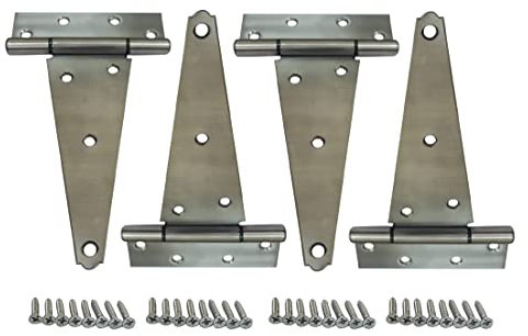 QCAA T-Scharnier aus Edelstahl, Türscharnier, extra schwer, 4 Stück (20,3 cm), Edelstahl
