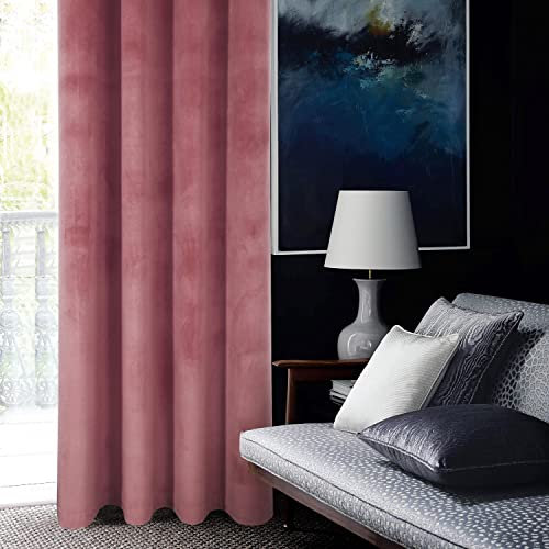 always4u Super Soft Velvet Curtains Pink Blackout Curtains 46x54 Inches Eyelet Thermal Insulated Fully Lined Window Treatment for Living Room 1 Pair