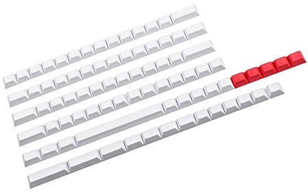 YMDK DSA Profile Blank 61 64 68 ANSI Keyset Thick PBT Keycap Set for Cherry MX Mechanical Keyboard GH60 XD64 GK64 Tada68 (White Red)