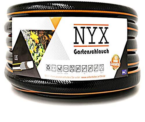 Gartenschlauch 3/4 NYX Premium 10 Jahre Garantie 4 lagig Wasserschlauch Bewässerungsschlauch schwarz/orange (20)