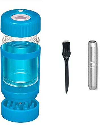 AiTURE Kräutermühle mit LED-Licht, 110 ml, Gewürzmühle mit Pfeife, Reinigungsbürsten für einfache Lagerung und Transport (blau)
