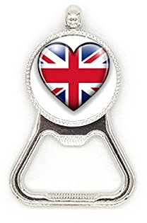 Union Jack Heart-Shaped Britain UK Flag Metal Beer Bottle Cap Opener Duty Stainless Steel
