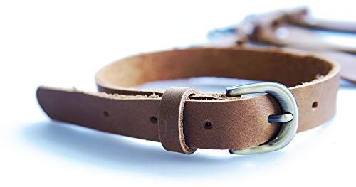 Genuine Leather Straps (4 Pack),Leather Cinch Straps, Multipurpose Quality Hook and Loop Cable Tie Down Straps with Metal Buckle Adjustable Length