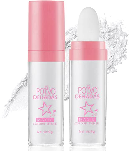 AOOWU Polvo de Hadas, Facial High Light Blusher para Glitter Maquillaje, Purpurina Corporal de Iluminador Maquillaje, Purpurina Polvo para Cabello Cara Cuerpo Labios Ojos (Blanco)