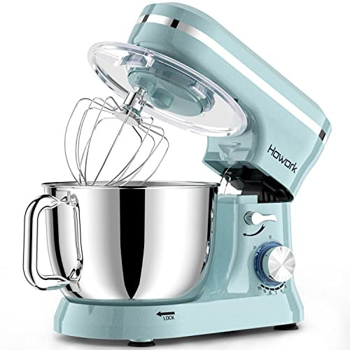 HOWORK - Electric Stand Mixer, 10 Speed + p with 6.5 Quart Stainless Steel Bowl, Dough Hook, Wire Whip and Whisk, for Most Cooks