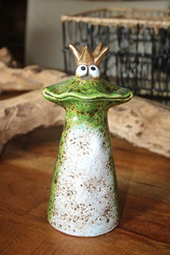 Holzwurm Piccolo Ranocchio, statuetta per recinzione, sgabello, in ceramica, altezza 19 cm, non resistente al gelo