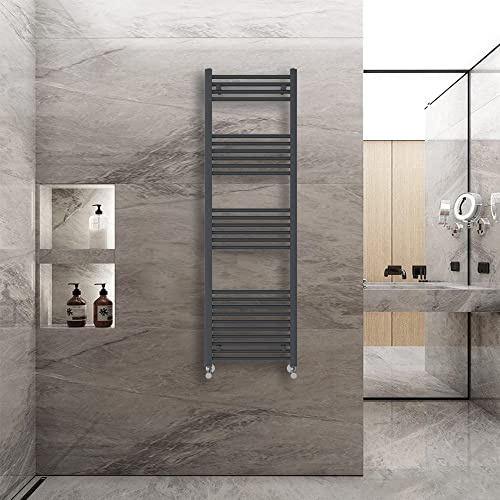 Warmehaus Straight Heated Towel Rail Radiator Ladder Anthracite 1600x500mm | Central Heating Radiators for Bathroom Kitchen, Wall Mounted Vertical Warmer, 22mm Tube, Premium Mild Steel, Grey Radiator