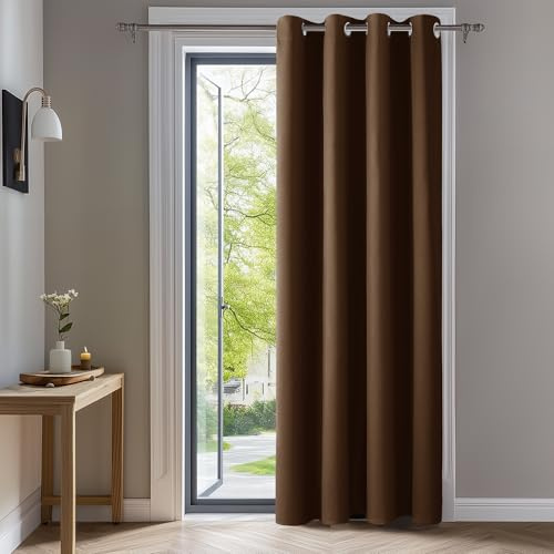 Deconovo Verdunkelungsvorhang mit Ösen Gardinen Schlafzimmer Ösenvorhang Blcikdicht Hitzeschutz, 245x140 cm(HöhexBreite), Braun, 1 Stück