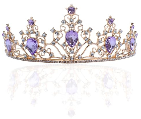 Diadème violet avec strass pour mariage, anniversaire, fête, fête