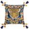Wylder Tropics Regal Leopard Embroidered Velvet Cushion Cover, Royal Blue