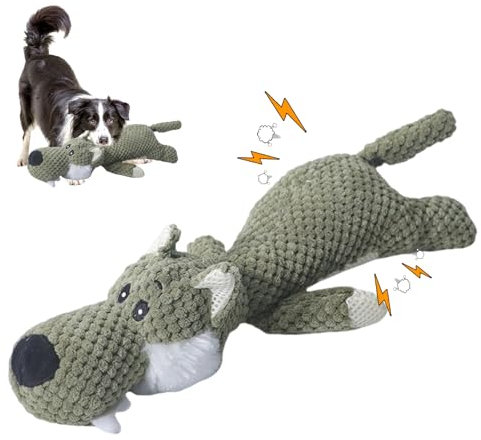 Kaezuy Hundespielzeug Unzerstörbar Kauspielzeug Hund, Quietschspielzeug Hund, Welpenspielzeug, Intelligenzspielzeug, Tauziehen Hundekauspielzeug für Kleine, Mittlere, Große Hunde (Wolf)