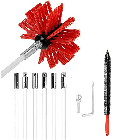 Schornsteinbürste, Schornsteinreinigungsbürste For Reinigen Von Schornsteinentlüftungskanälen, Rohrruß, Ofenrohren (Stangen Und Bürstenköpfe/Verwendung Mit Schornsteinreinigungsset ( Color : 6 Rods ,