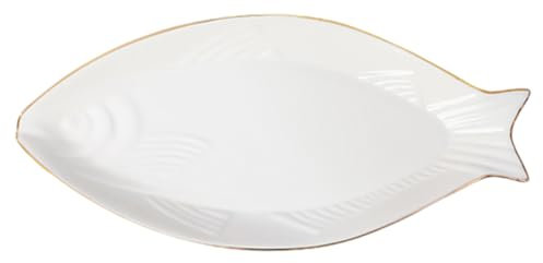 Cabilock Plato De Cerámica Forma De Pez Para Servir Pescado Para Cocinar Al Vapor y Plato Para Servir Casa Diseño Decorativo Para Aperitivos y Quesos