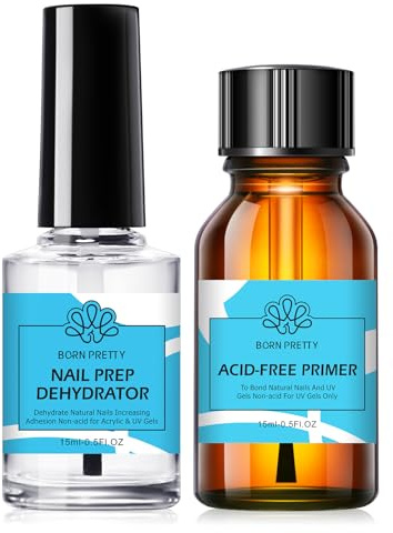 BORN PRETTY Primer för gelnaglar dehydrator för naglar primer naglar akryl acid fri nagelprep naturlig uttorkning bond vidhäftningsmedel gelnaglar dip pulver akrylnaglar nagellack 15 ml