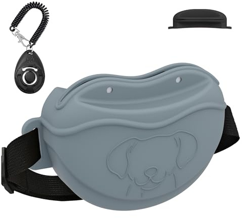 TUCANA Silikon-Leckerli-Tasche für Haustier-Training – verbesserte 4 starke Magnete, verbesserter Magnetverschluss, einfache Reinigung, mit verstellbarem Wasit-Gürtel und effektivem Hundeklicker