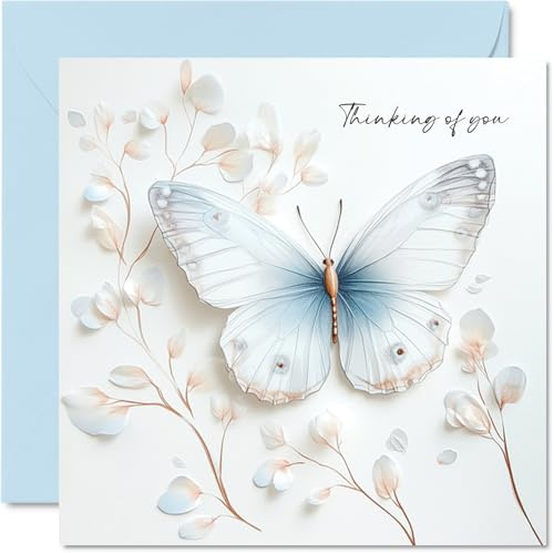Biglietti di condoglianze con farfalle biglietto di condoglianze floreali minimali biglietti lutto adulti biglietto di auguri con scritta Sorry For Your Loss Thinking of You 145mm