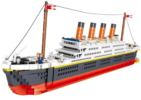 DAHONPA Titanic Model Micro Building Block Set Age 8+, 1288 Pieces with Stand, Cruise Ship Titanic Model with Figures, Display and Collect Toy Gifts for Kid and Adult