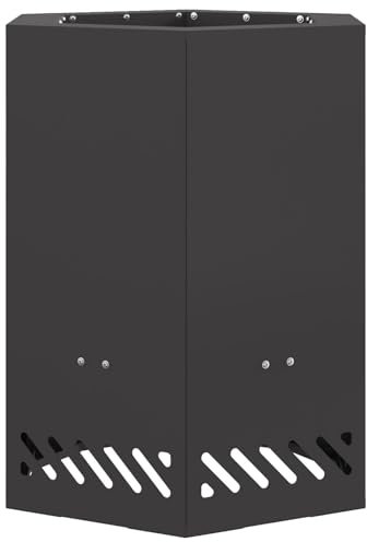 vidaXL Focolare Senza Fumi Nero 38 x 38 x 51 cm Acciaio, Braciere da Giardino e terrazzo, Design Esagonale Portatile, riscaldatore Esterno Resistente, Senza fumi per Serate Insieme