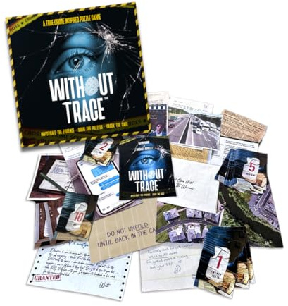 Without Trace - Escape Room Strategy Puzzle Board Game. Immersive Detective Investigation Murder Mystery True Crime Challenge for Adults Teens Couples Date Nights or Solo. 1-4 Players