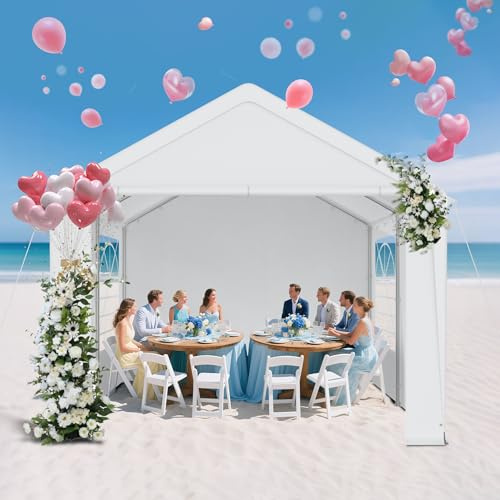 LZQ paviljong 3 x 4 meter med takpresenning av 170 g/m² PE och sidodelar med fönster, trädgårdstält, festtält 3 x 4 m av galvaniserat stål, UV-skydd, som pergola eller festtält, lyx bröllopstält vit