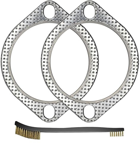 Strongthium 2-Pack 3.5 Inch 2-Bolt Exhaust Gasket with Steel Fire Ring 89mm ID High Temp Flange Gasket 5-Layer Graphite Core Replacement for Truck Turbo Muffler Catback Manifold