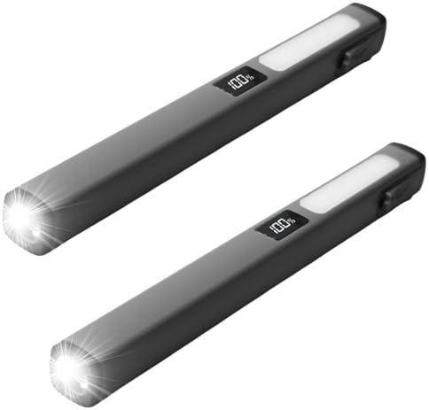 GBKDQQ Linterna LED recargable, 2 unidades, mini linterna LED, luz de trabajo COB con 4 modos de iluminación, 3 W USB-C luz de trabajo con indicador de nivel de batería para camping, emergencias y