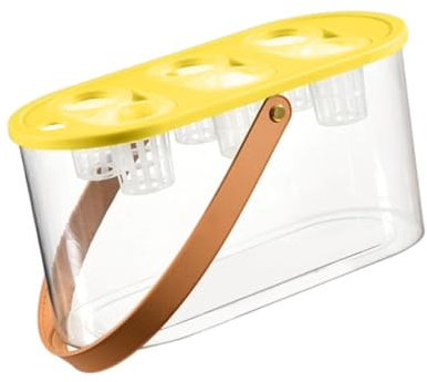 PawwJoy Caja de cultivo hidropónico transparente de 6 agujeros para plantas y peces, sistema de jardinería interior, color amarillo
