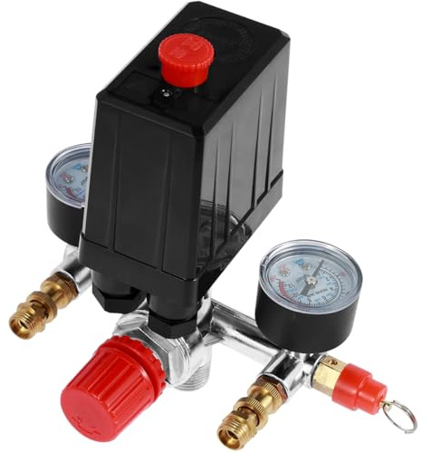 Air Compressor Pressure Switch, 90-120PSI Adjustable Manifold Regulator Gauge, Pressure Valve Switch Control, 220/380V for Air Compressor